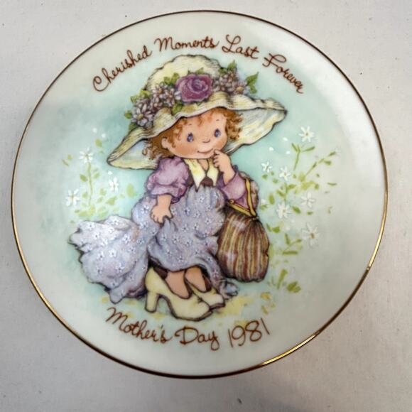 1981 Avon Mother's Day Plate Cherished Moments Last Forever 5" 24K gold rim - Picture 2 of 5